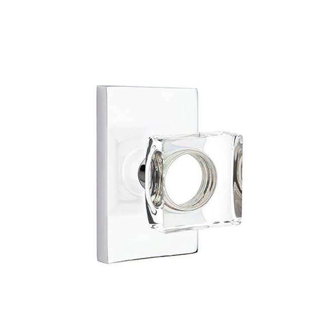 Emtek - Passage, Modern Rectangular Rosette, Modern Square Crystal Knob, US26 - Polished Chrome