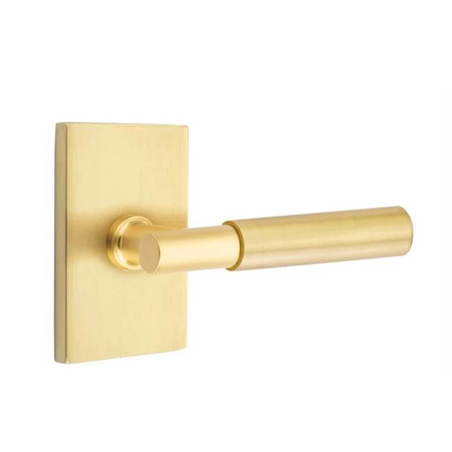 Emtek - Concealed, Passage, Modern Rectangular Rosette, Myles Lever, US4 - Satin Brass
