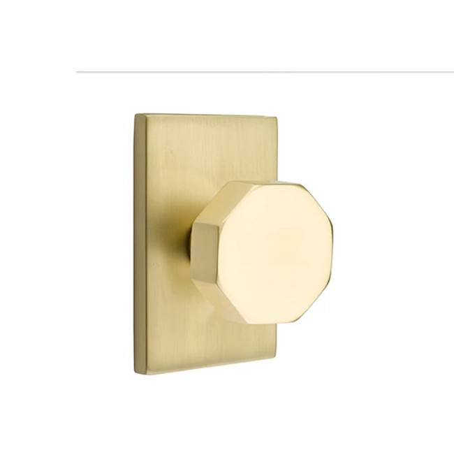 Emtek - Dummy, Modern Rectangular Rosette, Octagon Knob, US4 - Satin Brass