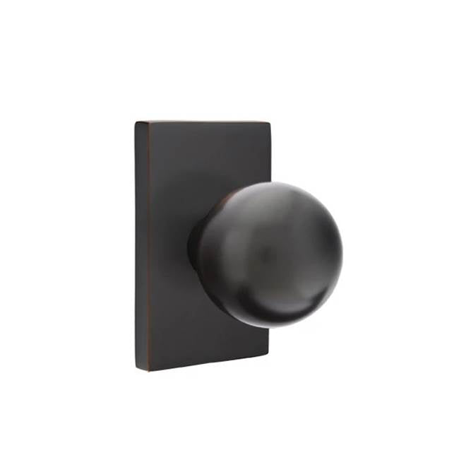 Emtek - Passage, Modern Rectangular Rosette, Orb Knob, US10B - Oil Rubbed Bronze