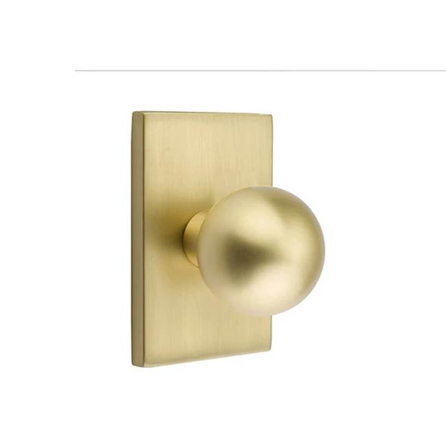 Emtek - Dummy, Modern Rectangular Rosette, Orb Knob, US4 - Satin Brass