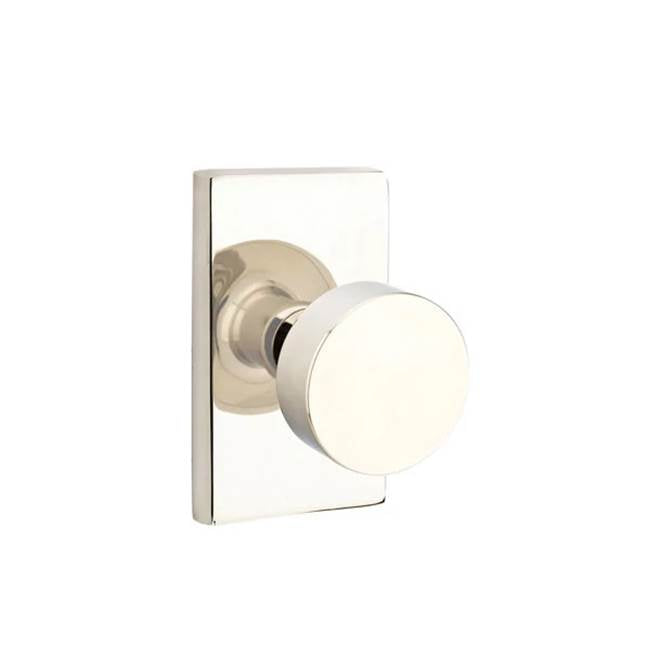 Emtek - Dummy, Modern Rectangular Rosette, Round Knob, US14 - Polished Nickel