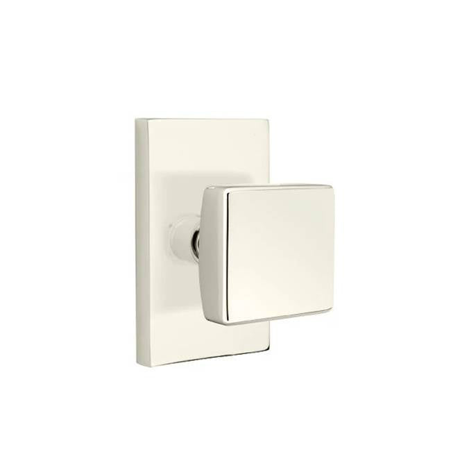 Emtek - Passage, Modern Rectangular Rosette, Square Knob, US14 - Polished Nickel