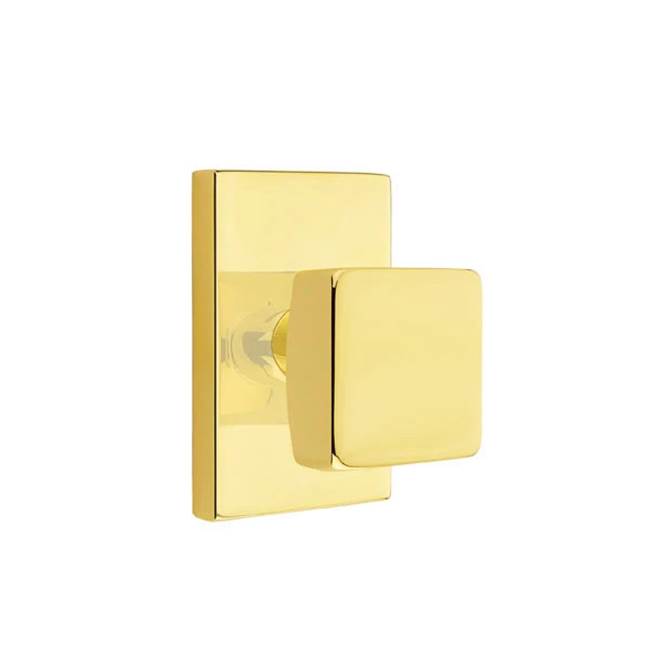 Emtek - Dummy, Modern Rectangular Rosette, Square Knob, US3NL - Unlacquered Brass