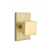 Emtek - Passage, Modern Rectangular Rosette, Square Knob, US4 - Satin Brass