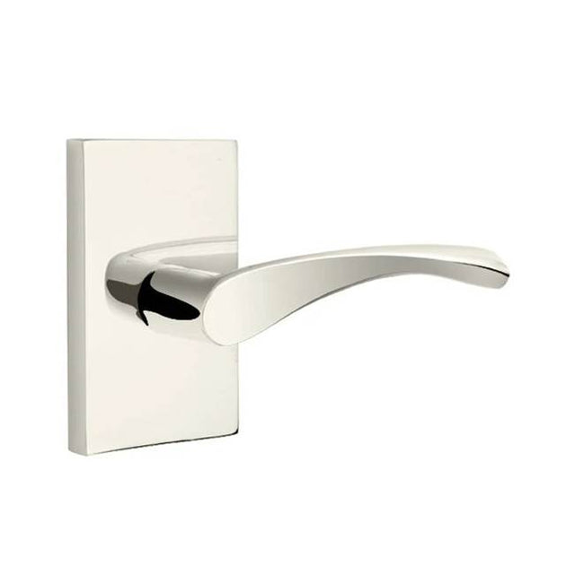 Emtek - Passage, Modern Rectangular Rosette, Triton Lever, RH, US14 - Polished Nickel