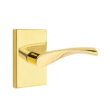 Emtek - Passage, Modern Rectangular Rosette, Triton Lever, LH, US3NL - Unlacquered Brass