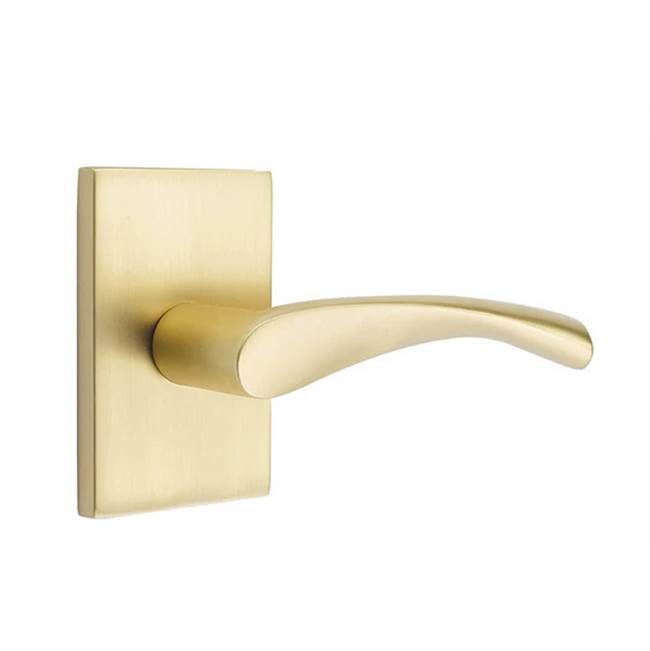 Emtek - Concealed, Privacy, Modern Rectangular Rosette, Triton Lever, US4 - Satin Brass