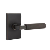 Emtek - Passage, Modern Rectangular Rosette US10B, L-Square Stem US10B, Straight Knurled Handle US10B RH - Oil Rubbed Bronze