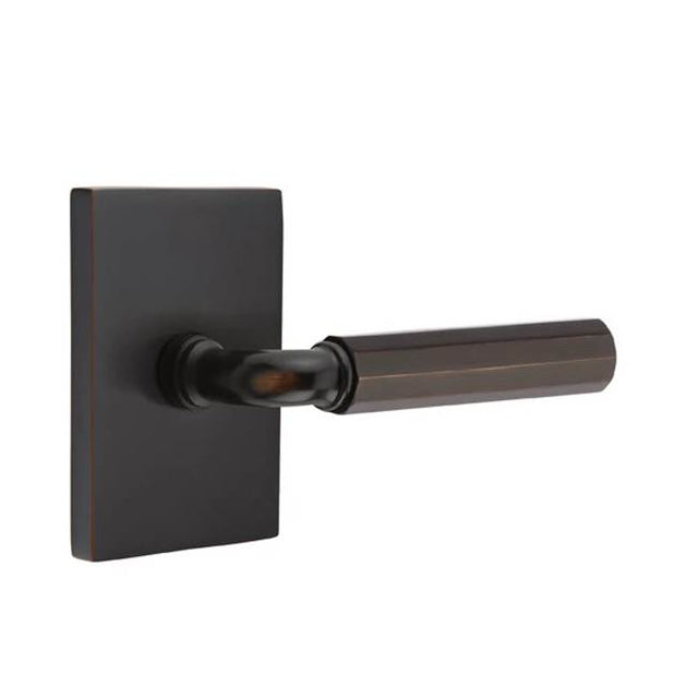 Emtek - Dummy, Modern Rectangular Rosette US10B, R-Bar Stem US10B, Faceted Handle US10B - Oil Rubbed Bronze