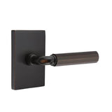 Emtek - Privacy, Modern Rectangular Rosette US10B, R-Bar Stem US10B, Faceted Handle US10B LH - Oil Rubbed Bronze
