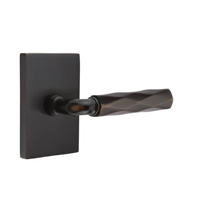 Emtek - Privacy, Modern Rectangular Rosette US10B, R-Bar Stem US10B, Tribeca Handle US10B LH - Oil Rubbed Bronze