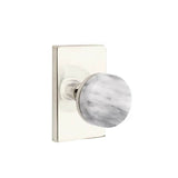 Emtek - Passage, Modern Rectangular Rosette US14, Conical Stem US14, White Marble Knob - Polished Nickel
