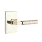 Emtek - Privacy, Modern Rectangular Rosette US14, L-Square Stem US14, Hammered Handle US14 LH - Polished Nickel