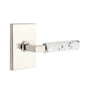 Emtek - Select Privacy, Modern Rectangular Rosette US14, L-Square Stem US14, Light Terrazzo Handle, LH - Polished Nickel