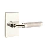 Emtek - Privacy, Modern Rectangular Rosette US14, R-Bar Stem US14, Knurled Handle US14 LH - Polished Nickel