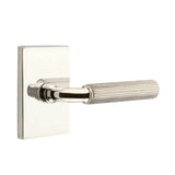 Emtek - Passage, Modern Rectangular Rosette US14, R-Bar Stem US14, Straight Knurled Handle US14 RH - Polished Nickel