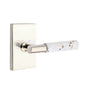 Emtek - Select Passage, Modern Rectangular Rosette US14, T-Bar Stem US14, Light Terrazzo Handle, RH - Polished Nickel