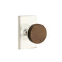 Emtek - Select Passage, Modern Rectangular Rosette US14, Conical Stem US14, Dark Walnut Knob - Polished Nickel