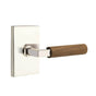 Emtek - Select Privacy, Modern Rectangular Rosette US14, L-Square Stem US14, Dark Walnut Handle, RH - Polished Nickel