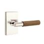 Emtek - Select Privacy, Modern Rectangular Rosette US14, T-Bar Stem US14, Dark Walnut Handle, LH - Polished Nickel
