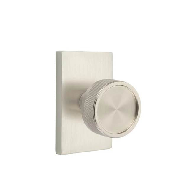 Emtek - Dummy, Modern Rectangular Rosette US15, Conical Stem US15, Knurled Knob US15 - Satin Nickel