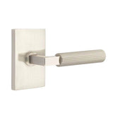 Emtek - Concealed Fastener, Privacy, Modern Rectangular Rosette US15, L-Square Stem US15, Straight Knurled Handle US15 - Satin Nickel