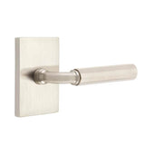 Emtek - Passage, Modern Rectangular Rosette US15, R-Bar Stem US15, Faceted Handle US15 LH - Satin Nickel