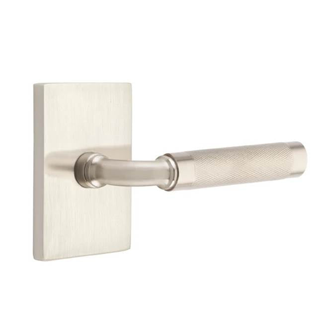 Emtek - Dummy, Modern Rectangular Rosette US15, R-Bar Stem US15, Knurled Handle US15 - Satin Nickel