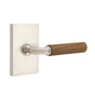 Emtek - Select Privacy, Modern Rectangular Rosette US15, R-Bar Stem US15, Dark Walnut Handle, LH - Satin Nickel