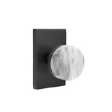 Emtek - Dummy, Modern Rectangular Rosette US19, Conical Stem US19, White Marble Knob - Flat Black