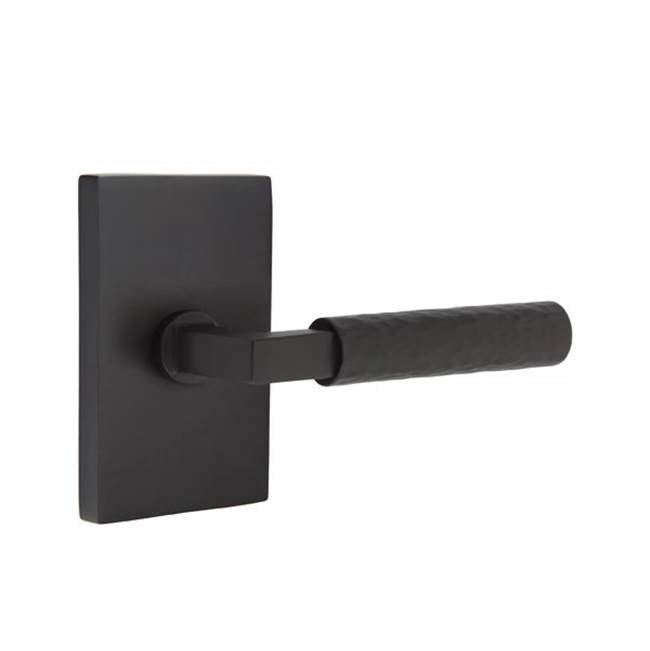 Emtek - Dummy, Modern Rectangular Rosette US19, L-Square Stem US19, Hammered Handle US19 - Flat Black