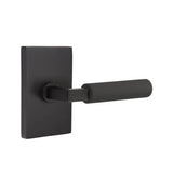 Emtek - Passage, Modern Rectangular Rosette US19, L-Square Stem US19, Straight Knurled Handle US19 RH - Flat Black