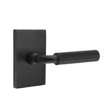 Emtek - Privacy, Modern Rectangular Rosette US19, R-Bar Stem US19, Faceted Handle US19 RH - Flat Black