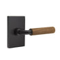 Emtek - Concealed Fastener, Select Privacy, Modern Rectangular Rosette US19, R-Bar Stem US19, Dark Walnut Handle - Flat Black