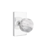 Emtek - Dummy, Modern Rectangular Rosette US26, Conical Stem US26, White Marble Knob - Polished Chrome