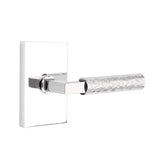 Emtek - Passage, Modern Rectangular Rosette US26, L-Square Stem US26, Hammered Handle US26 LH - Polished Chrome