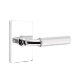 Emtek - Passage, Modern Rectangular Rosette US26, R-Bar Stem US26, Faceted Handle US26 LH - Polished Chrome