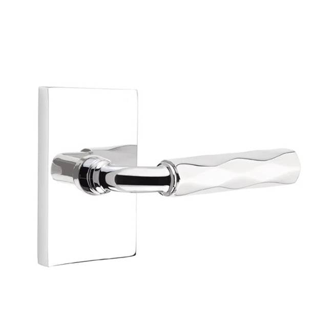 Emtek - Concealed Fastener Privacy, Modern Rectangular Rosette US26, R-Bar Stem US26, Tribeca Handle US26 - Polished Chrome