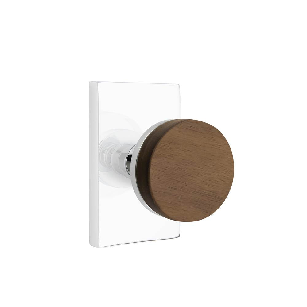 Emtek - Select Dummy, Modern Rectangular Rosette US26, Conical Stem US26, Dark Walnut Knob - Polished Chrome