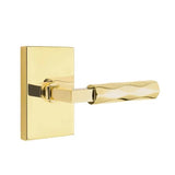 Emtek - Privacy, Modern Rectangular Rosette US3NL, L-Square Stem US3NL, Tribeca Handle US3NL RH - Unlacquered Brass