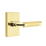 Emtek - Passage, Modern Rectangular Rosette US3NL, R-Bar Stem US3NL, Knurled Handle US3NL RH - Unlacquered Brass