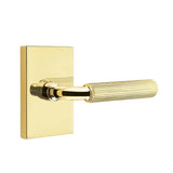 Emtek - Dummy, Modern Rectangular Rosette US3NL, R-Bar Stem US3NL, Straight Knurled Handle US3NL - Unlacquered Brass