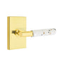 Emtek - Select Passage, Modern Rectangular Rosette US3NL, T-Bar Stem US3NL, Light Terrazzo Handle, RH - Unlacquered Brass