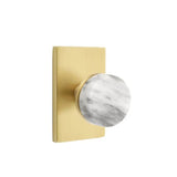 Emtek - Concealed Fastener Passage, Modern Rectangular Rosette US4, Conical Stem US4, White Marble Knob - Satin Brass