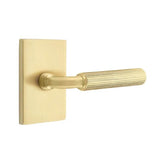 Emtek - Passage, Modern Rectangular Rosette US4, R-Bar Stem US4, Straight Knurled Handle US4 RH - Satin Brass