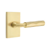 Emtek - Privacy, Modern Rectangular Rosette US4, R-Bar Stem US4, Tribeca Handle US4 RH - Satin Brass