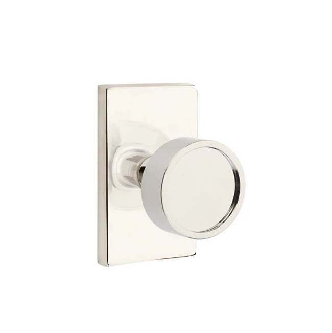 Emtek - Passage, Modern Rectangular Rosette, Verve Knob, US14 - Polished Nickel