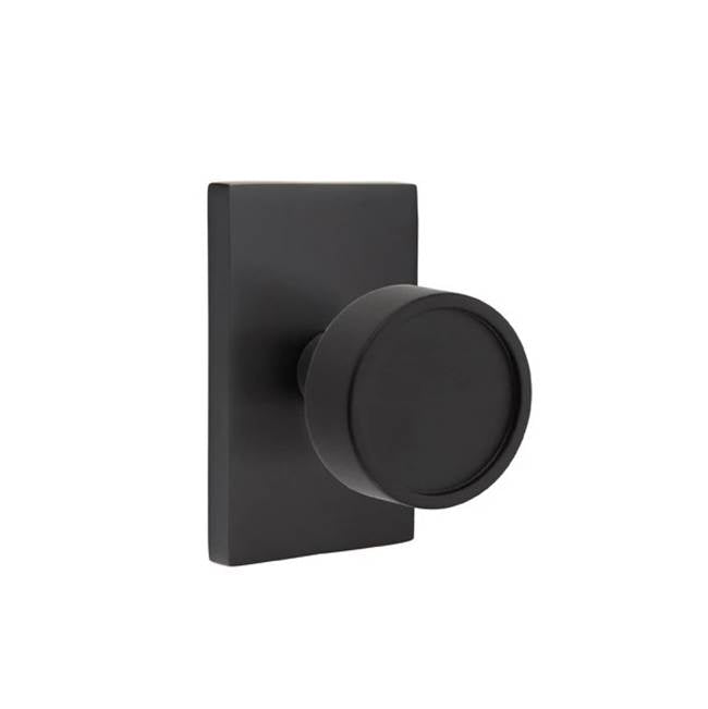 Emtek - Passage, Modern Rectangular Rosette, Verve Knob, US19 - Flat Black