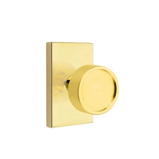 Emtek - Passage, Modern Rectangular Rosette, Verve Knob, US3NL - Unlacquered Brass